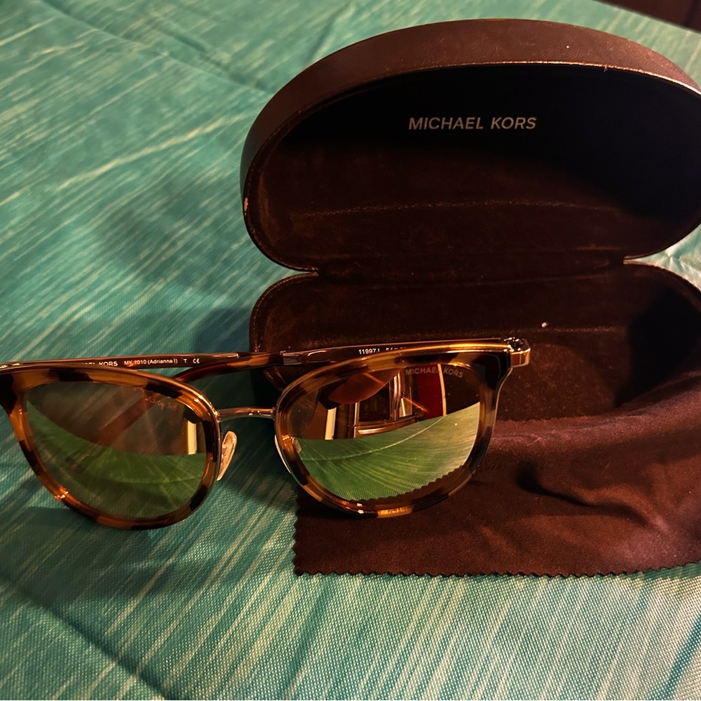 Michael Kors sunglasses and case with MK cleaning cloth